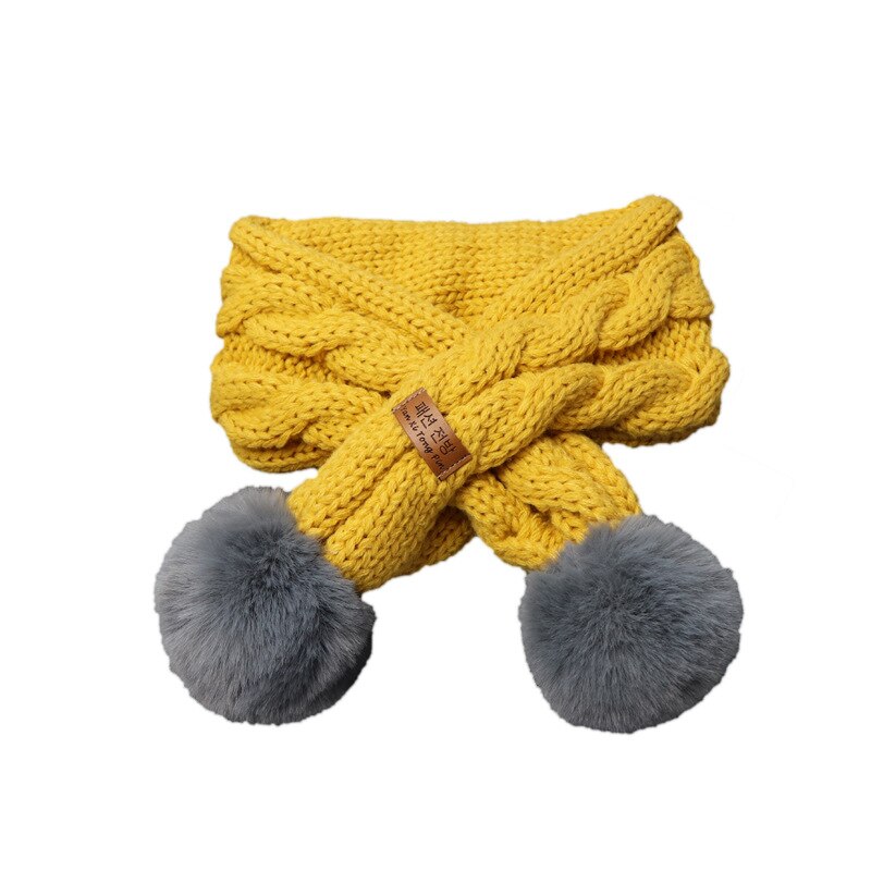 enfants hiver écharpe pompon bébé écharpe garçons filles écharpes à tricoter fausse fourrure boules Intersection forme enfants anneau écharpe
