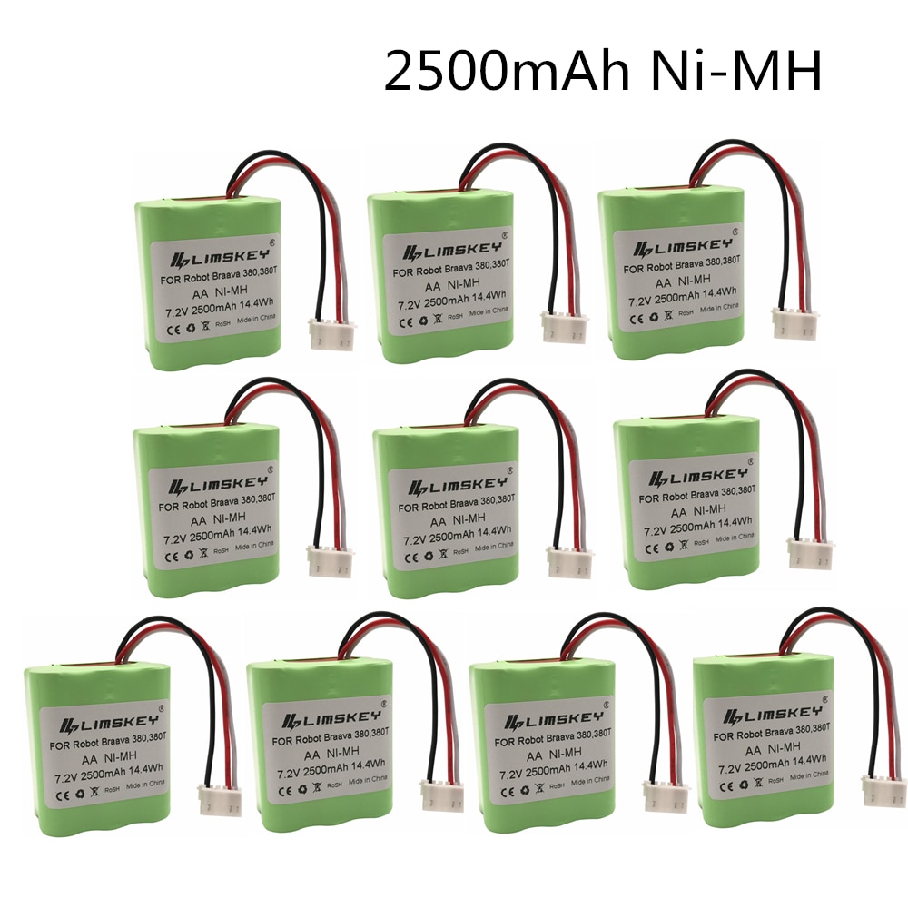 Batería recargable para iRobot Roomba Braava 7,2, 2500 V, 7,2 V, 380 Ah, 380 mAh, Ni-MH,