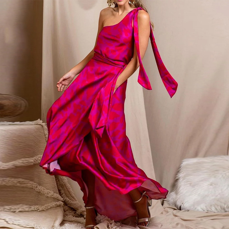 Blomsterprint lange kjoler kvinder off shoulder snørekjole løs høj talje bryllup boho sommer sexet fest vestidos: Xl