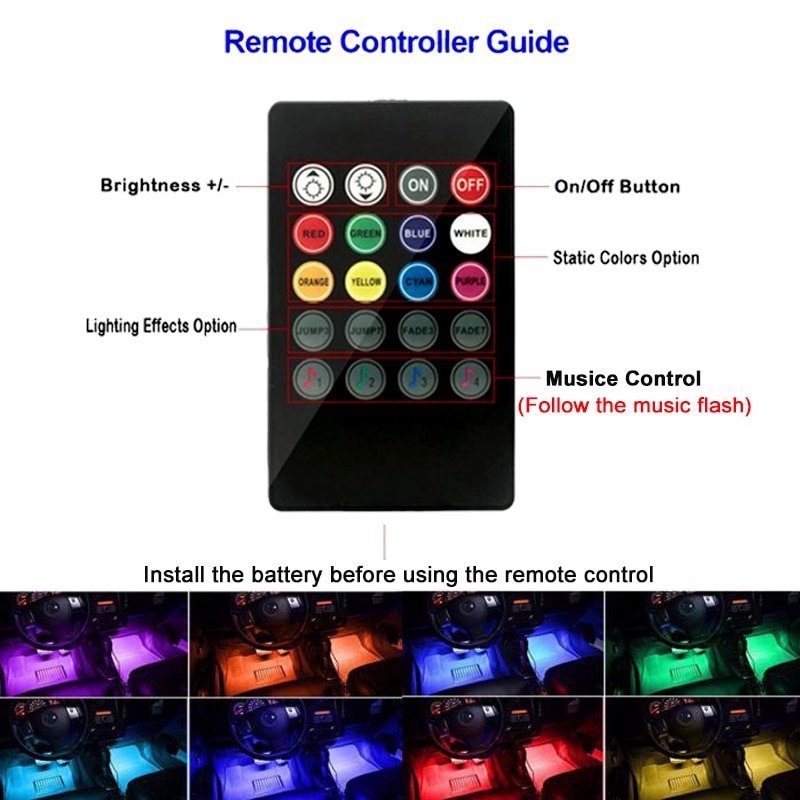 4 stücke Auto RGB USB LED Streifen Licht Innere Styling Dekorative Atmosphäbetreffend Lampen Streifen Mit Fernbedienung LED Stimme gesteuert rhythmus lampe
