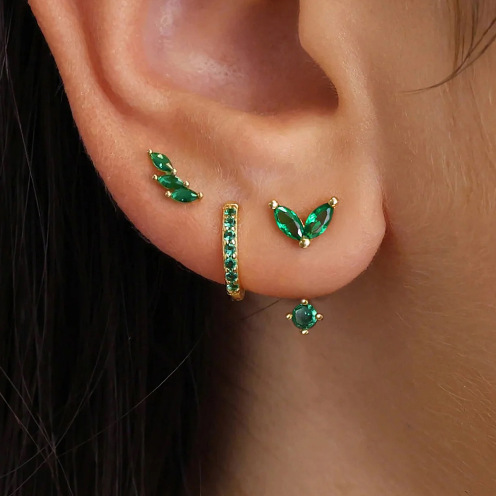 3 Pairs Exquisite Zircon Little Huggies Hoop Earrings Set for Women Stainless Steel Unique Cartilage Earring Piercing Jewelry