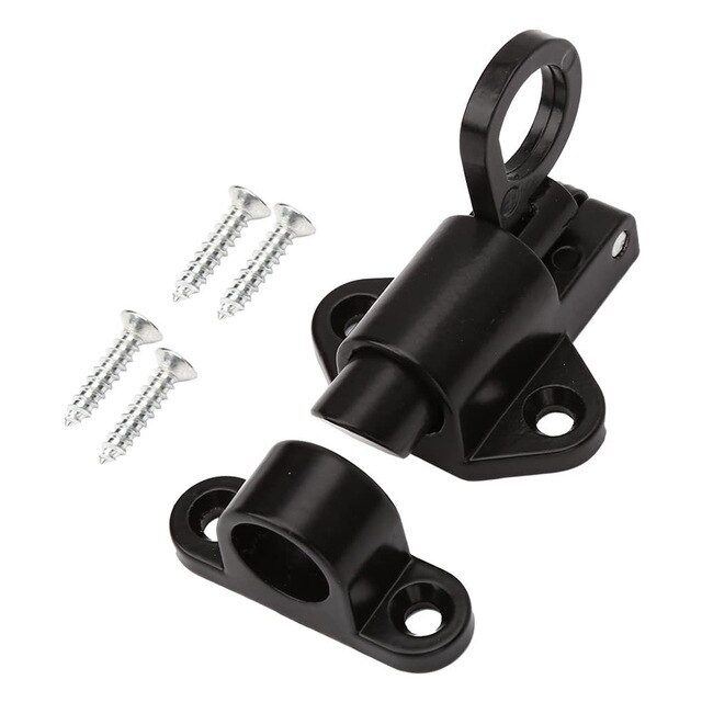 1Pc Door Latch Aluminium Alloy Sprung Attic Loft Ceiling Hatch Lock Catch PUll Ring Spring Bounce Door Bolt Aluminum: Black