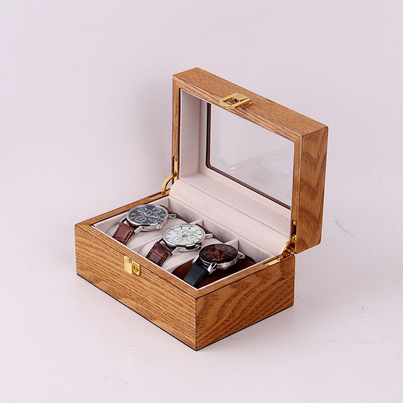 3 Slots Houten Horloge Vitrine, Glas Overgoten Houten Horloge Vitrine Horloge Sieraden Organizer