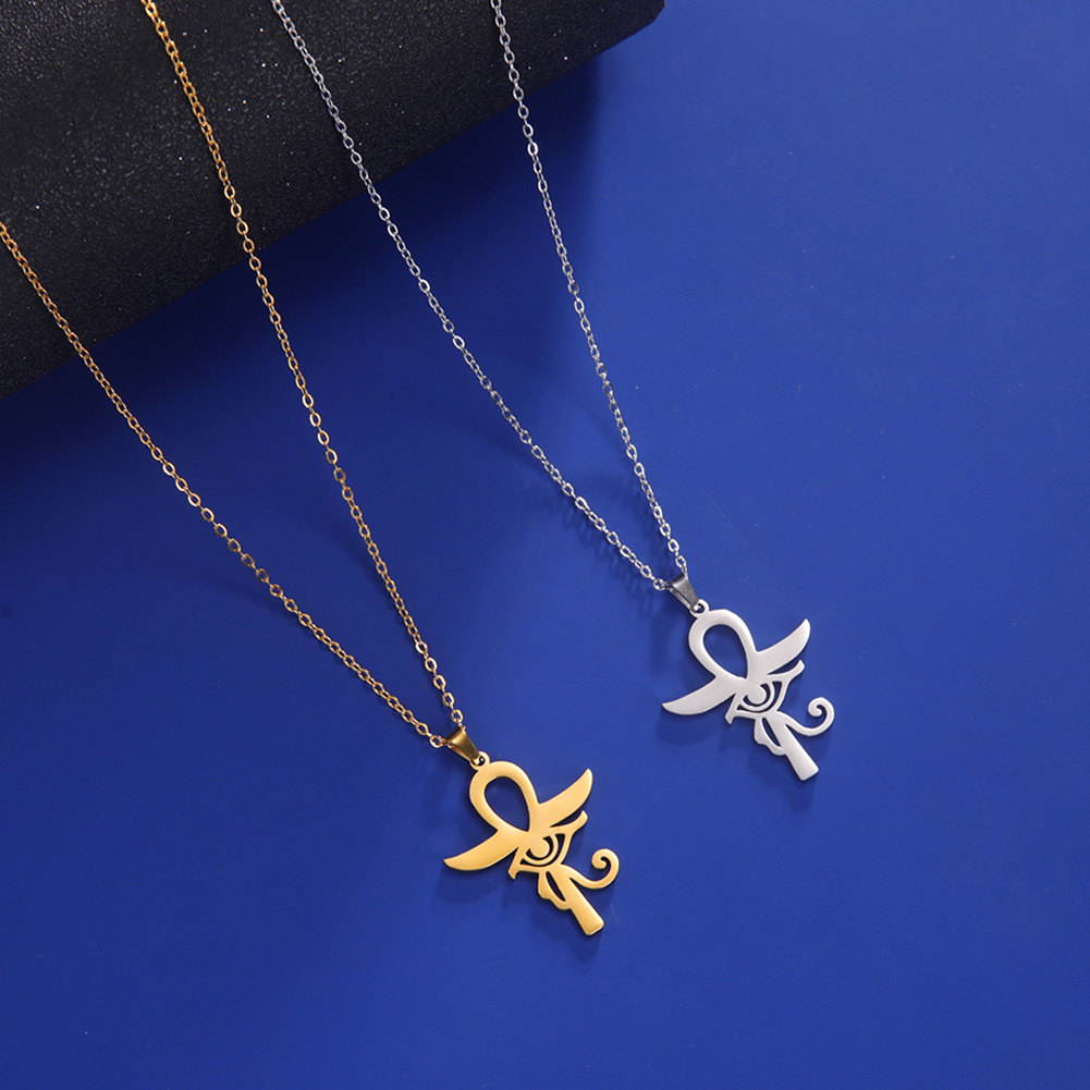 Lucktune Ankh Cruz amuleto egipcio collar de acero inoxidable llave de la vida símbolo crucifijo colgante collar mujeres joyería religiosa