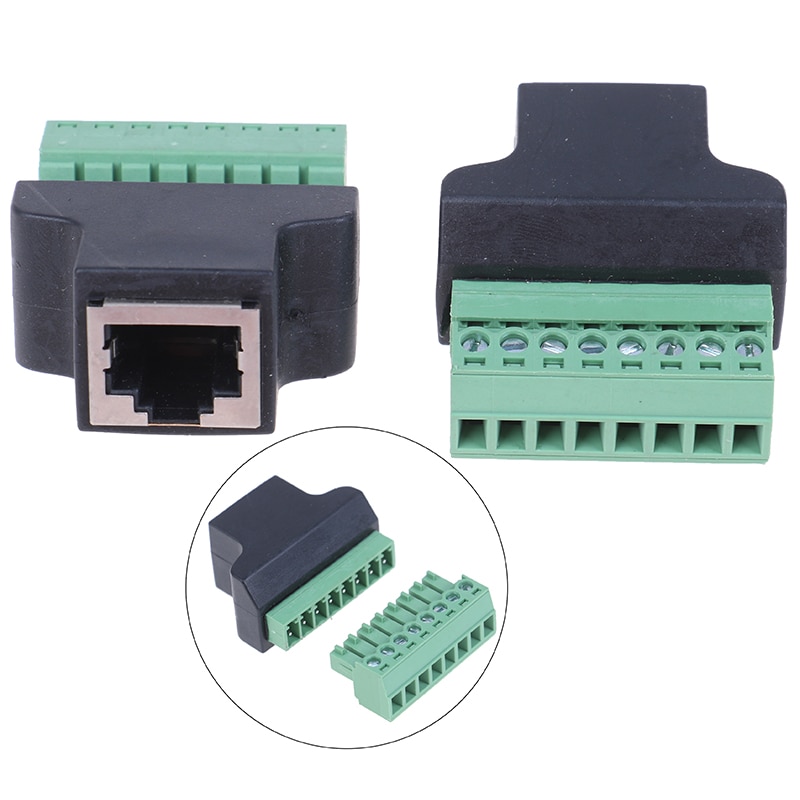1pcs RJ45 To Screw Terminal Adaptor RJ45 Female To 8 Pin Connector RJ45 Splitter For CCTV DVR CCTV Accessories