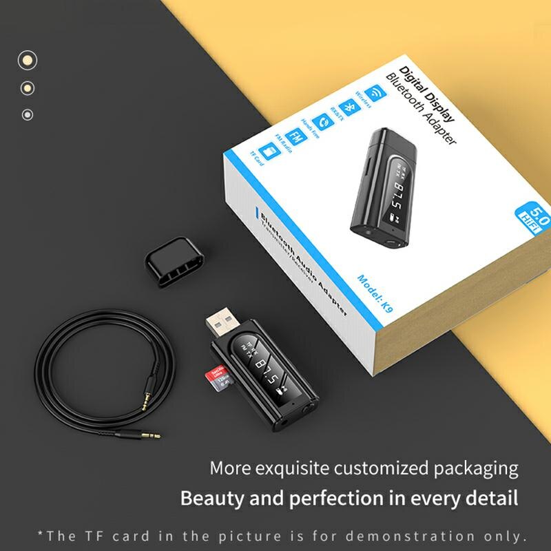 Ddj usb bluetooth 5.0 adapter, drahtloser sender mit lcd-display, usb-bluetooth-empfänger für fernseher, treiberloser usb-dongle 3.5mm