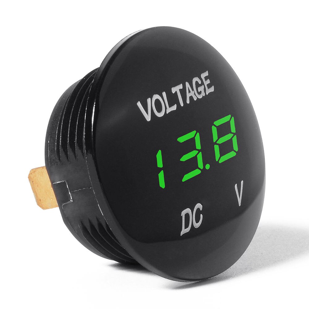 Vandtæt voltmeter bil motorcykel ledet panel digital voltmeter volt spændingsmåler display voltmeter 12v 24v 36v dc 5v-48v: Grøn