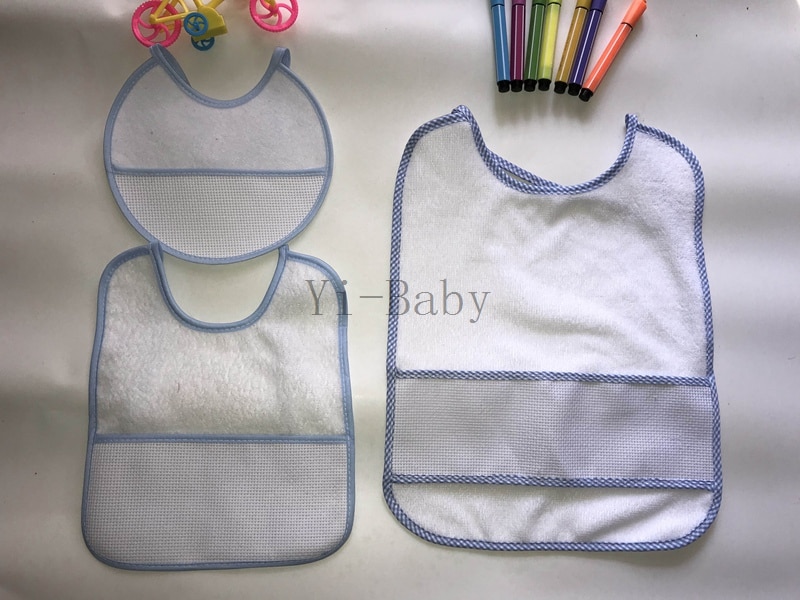 Cross Stitch Bibs waterproof Baby Bibs Infant saliva towels baby bibs blue 3PCS/Set YB170012