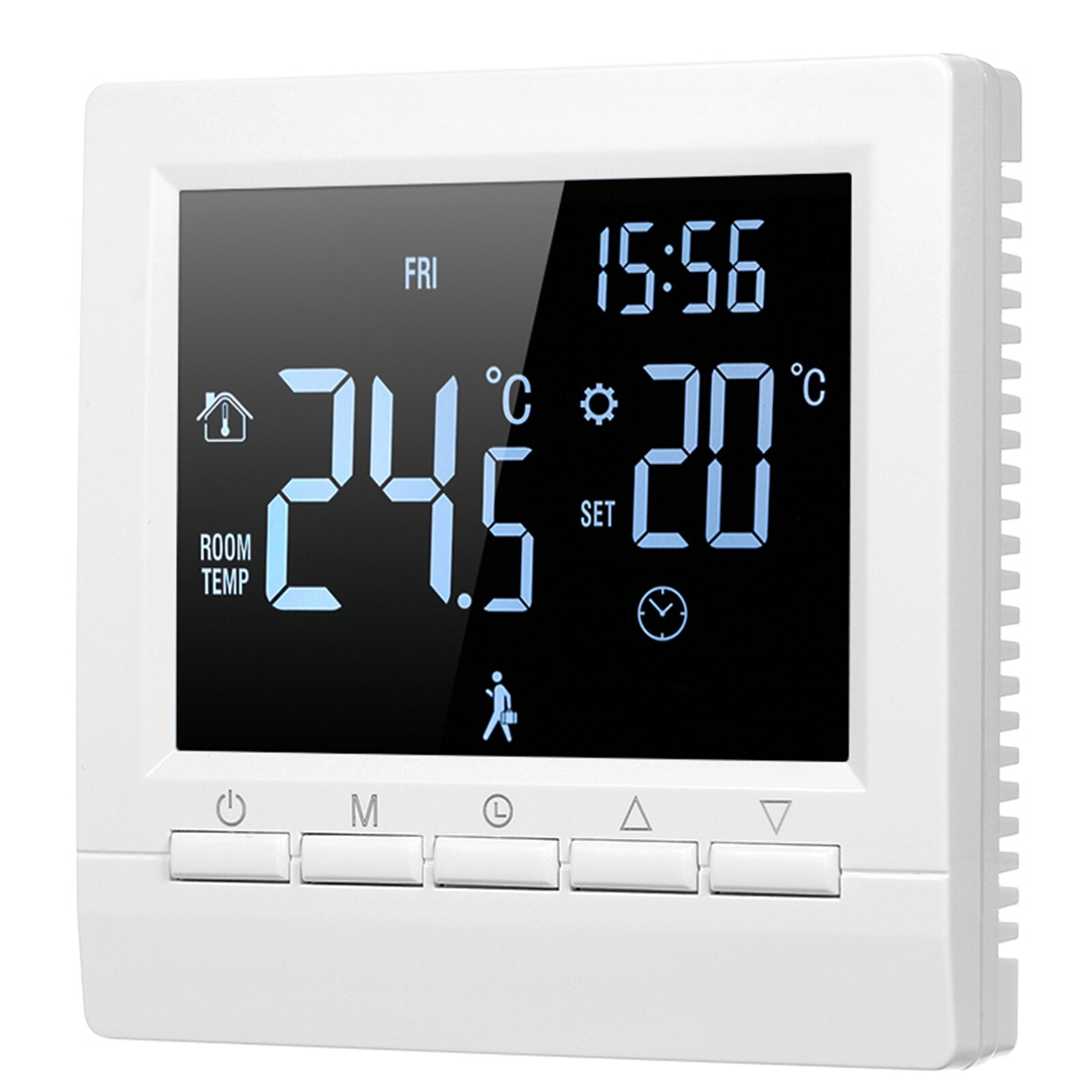 Smart Thermostat Digital Temperature Controller LCD Display Week Programmable Electric Floor Heating Thermostat for Home School: Black with wifi