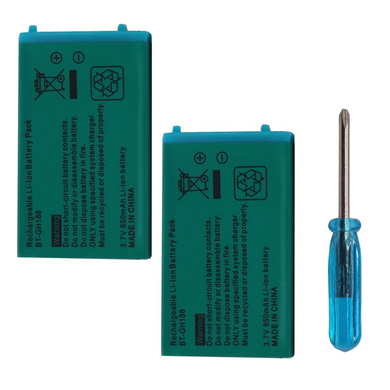 2pcsFor GBASPGameBoyAdvance Battery Rechargeable battery Lithium-ion Battery Pack For Nintendo Game Boy Advance with screwdriver