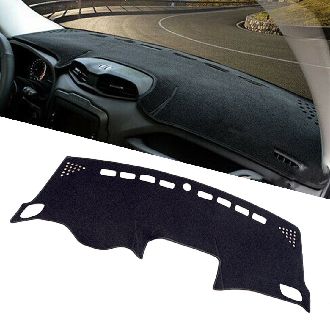 Citall Zwart Polyester Fiber Dash Mat Dashboard Cover Pad Anti Zon Tapijt Fit Voor Jeep Renegade