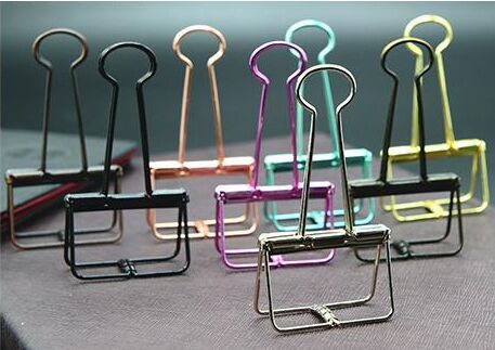6 stuks/pak schattige 50mm bindklemmen metalen klembordklem met beschermende plastic hoek paperclips kantoorklemmen