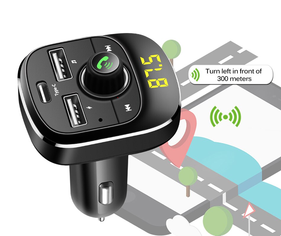Fm-zender Bluetooth Carkit MP3 Speler LED Dual USB 3.1A Auto Lader Voltage Display Micro SD TF Muziek