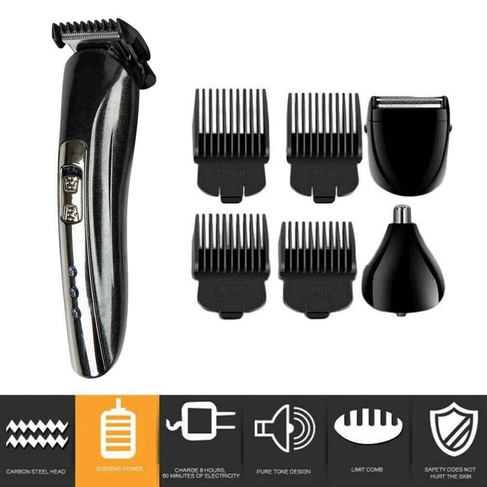 3 i 1 elektrisk hårklipper sæt skæg barbermaskine genopladeligt trådløst hår trimmere haircut grooming kit til mænd kvinder børn: Eu-stik