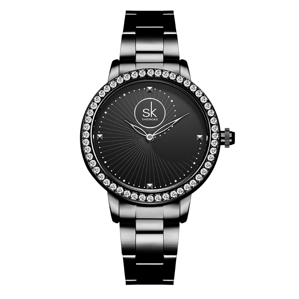 Vrouwen Horloges Vrouwen Mode Horloge Genève Dames Horloge Luxe Diamond Quartz Rosegoud Polshorloge Voor Vrouwen: black