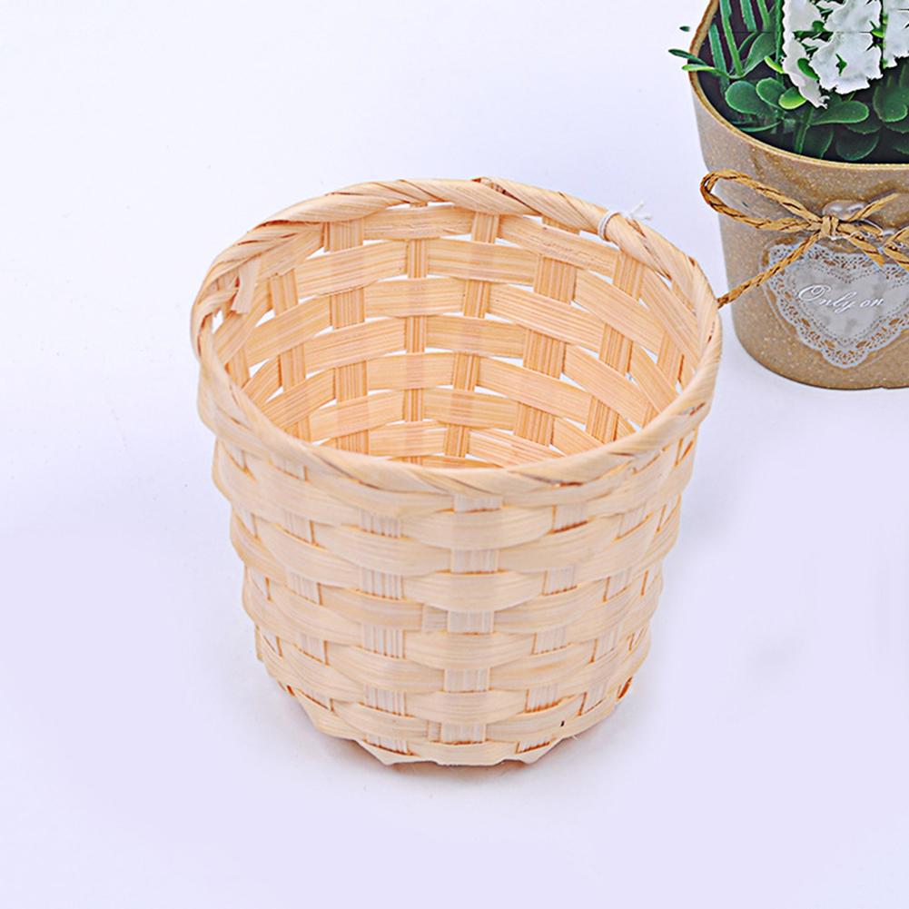 Bambus vævet kurv bh diverse organisator rattan plantekasse desktop container
