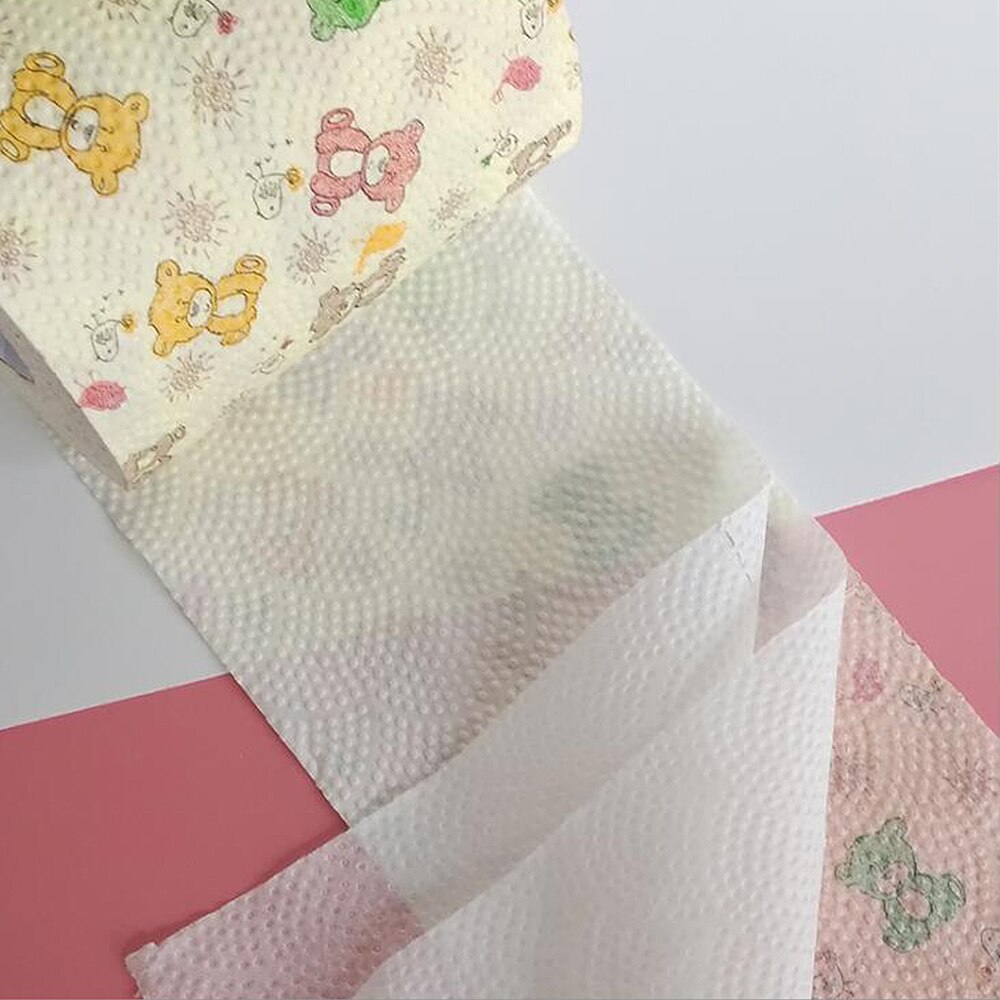 Bear roll paper printing paper towel cute cartoon core roll Bath Toilet Roll Paper 3 Ply Tissue Roll household toilet paper