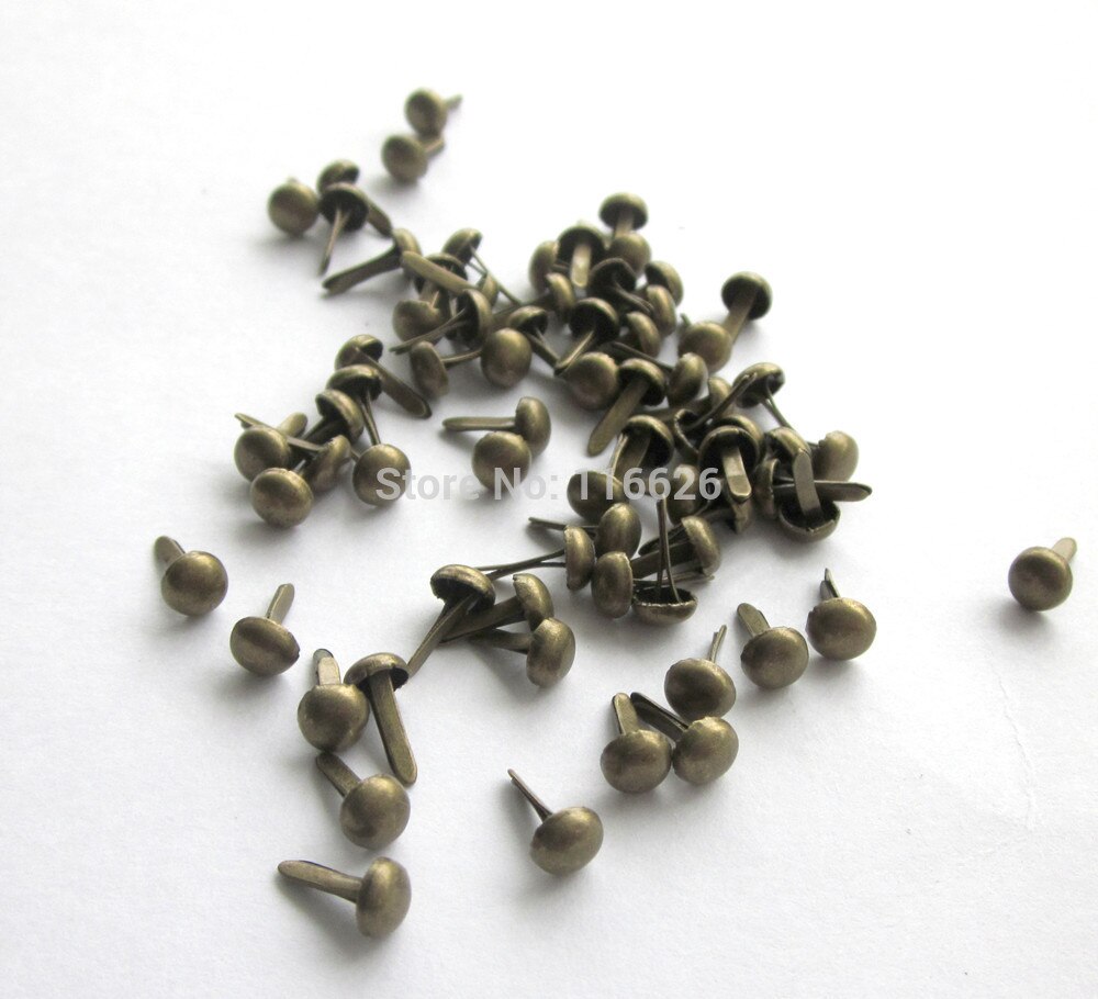 500 stks/partij antiek messing mini diy metalen nail brads dia 4.5mm plated iron fixing embellishments