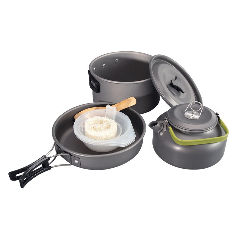 Camping Cookware Kit Outdoor Aluminum Cooking Set Water Kettle Pan Pot Travelling Hiking Picnic BBQ Tableware Equipment