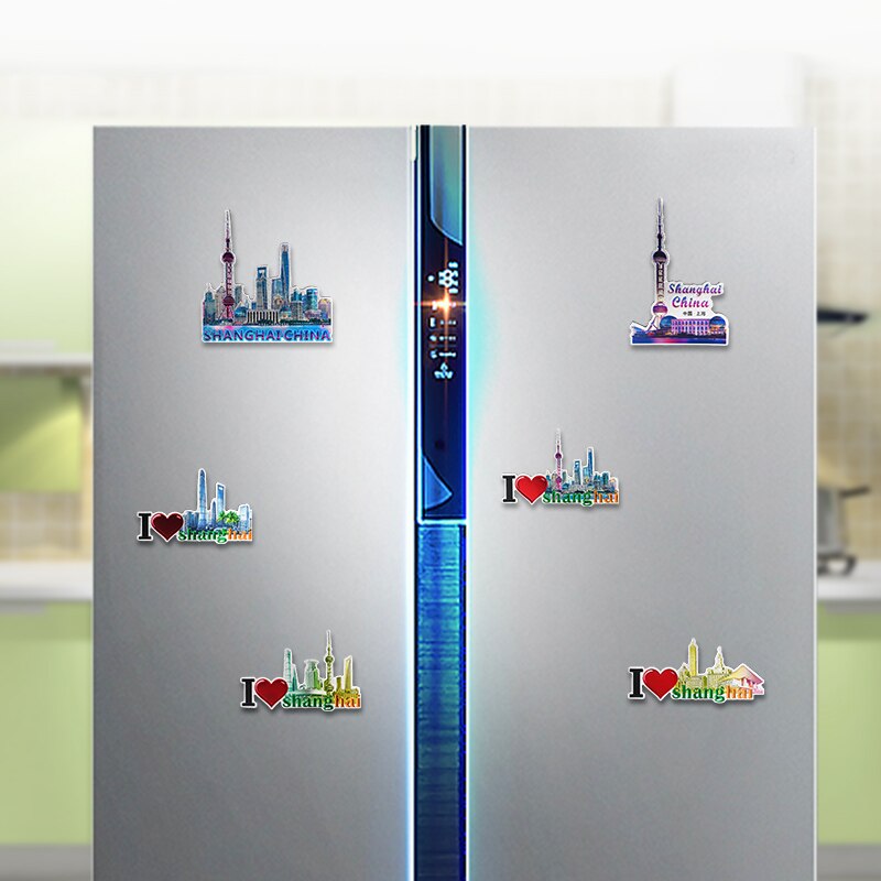 Shanghai Fridge Magnet Souvenir City Decor Shanghai Architecture Refrigerator Magnets Kitchen Magnet Sticker Home Decoration