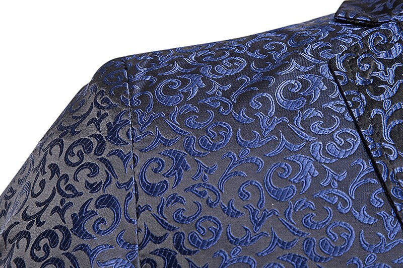 Hommes noir Paisley Blazer veste de simple boutonnage Blazer robe formelle Blazer scène Costume Homme