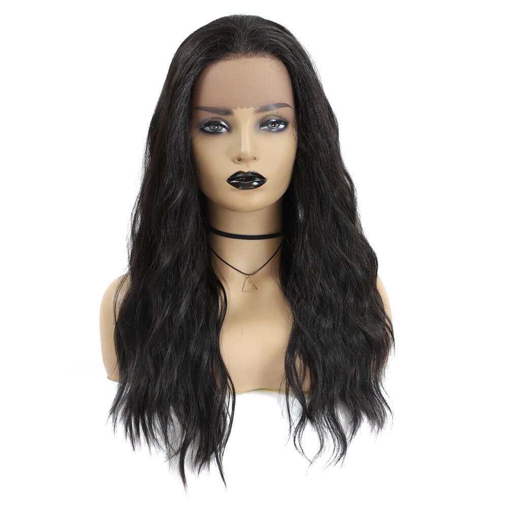 22'' X-TRESS Natural Wave Glueless Lace Front Wigs Dark Roots Ombre Brown Heat Resistant Synthetic Wig For Black Women Daily Use: 2