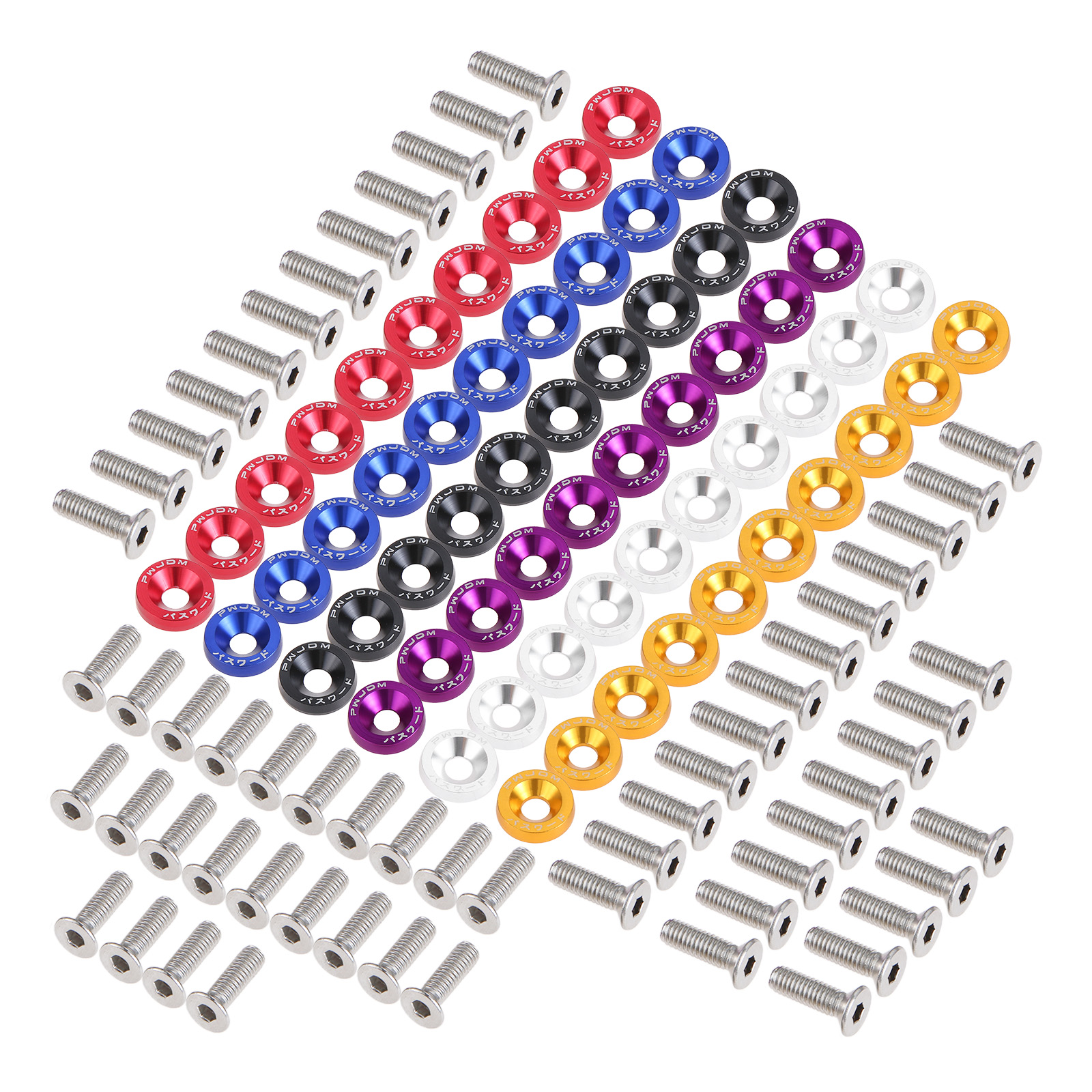 M6 Anodized Aluminum Fender Screw Washers Bolts for Automobile Fender Headlight Bumper Car Modified Fasteners Aluminum