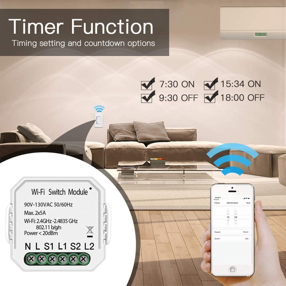 Wifi Smart Licht Schalter Modul Smart Home, tuya APP Fernbedienung Arbeitet mit Alexa/Google Home/Siri 1/2 Weg Diy Breker