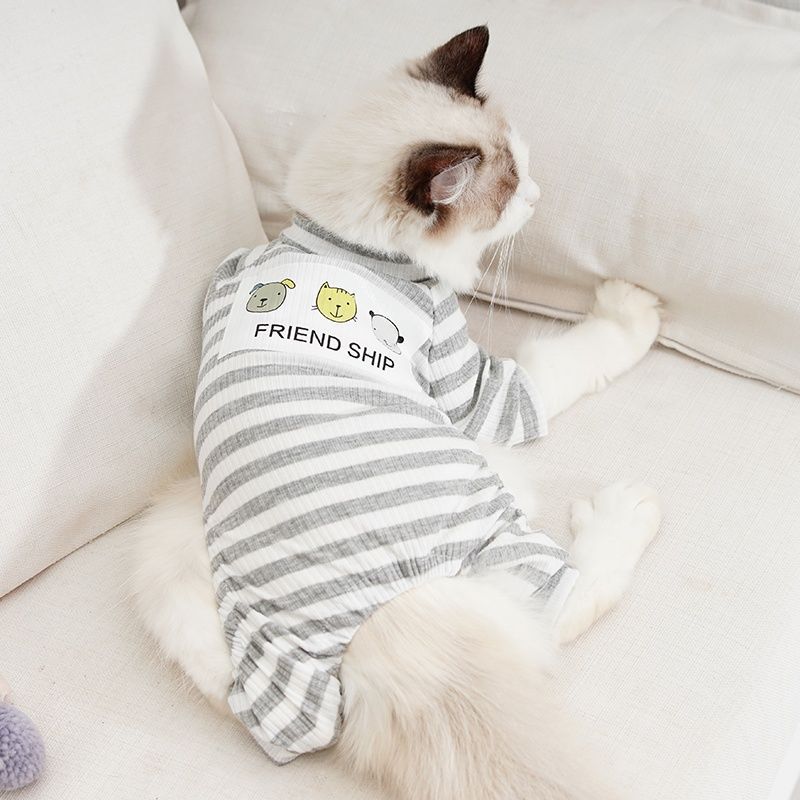 Mjuk bomull hund katt jumpsuit pyjamas för små hundar pudel yorkshire french bulldog katten overall maskota kläder kläder