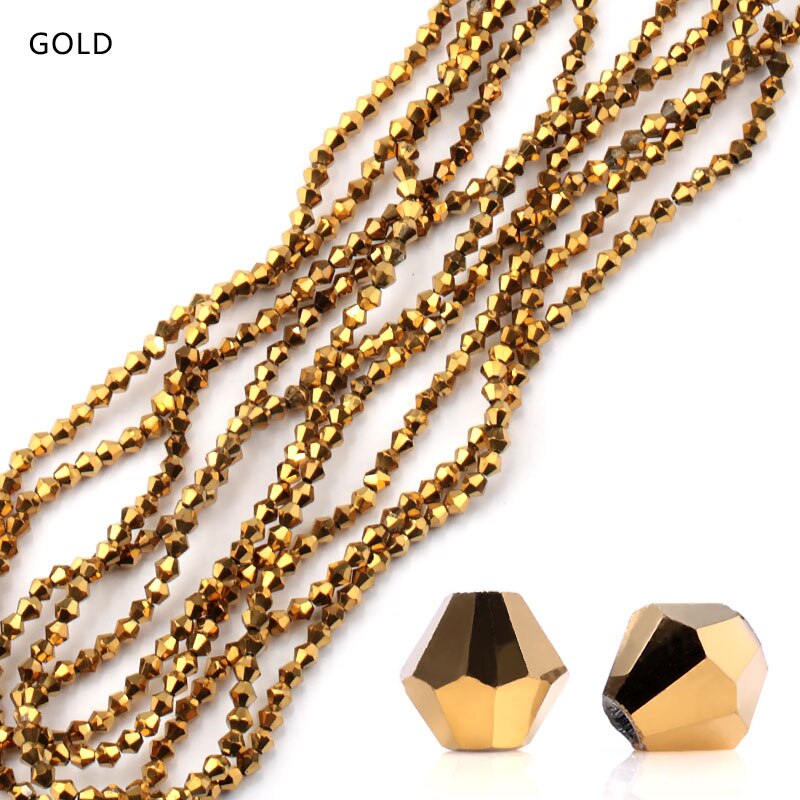 Belagt farve 4mm 100 stk/pakke flerfarvet bicone krystal løse perler glasperler til beklædningsfremstilling: Forgyldt guld