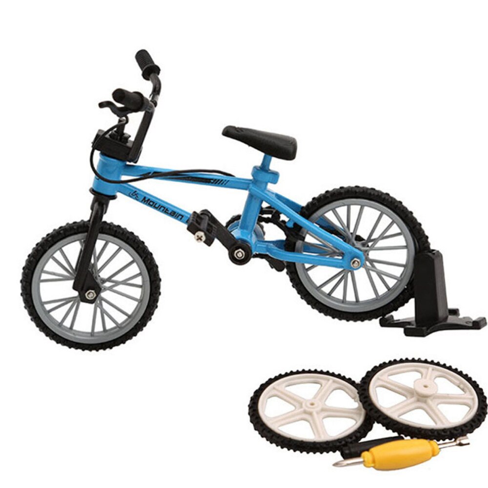 Legierung Mini BMX Finger Mountainbikes Spielzeug Einzelhandel Kasten + 2 stücke Ersatz Reifen Mini-Finger-bmx Fahrrad kreative Spiel Für freundlicher: Blau