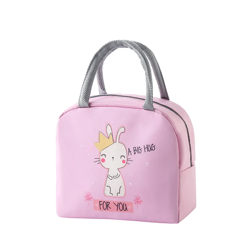 Cartoon Lunch Bag Portable Insulated Thermal Lunch Box Picnic Supplies Bags Milk Bottle For Women Girl Kids Children: Red