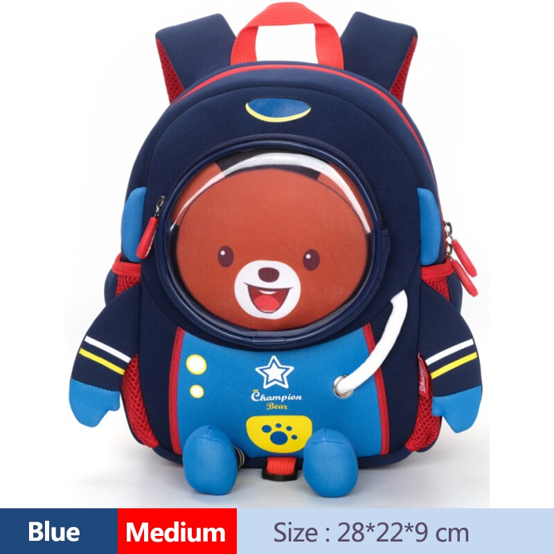 Mochila para niños Anti-Pérdida 3D Cohete De Dibujos Animados, bolsas escolares para niños y niñas, bolsa de neopreno para niños pequeños, bolsa de guardería, cápsula espacial: Blue-M1