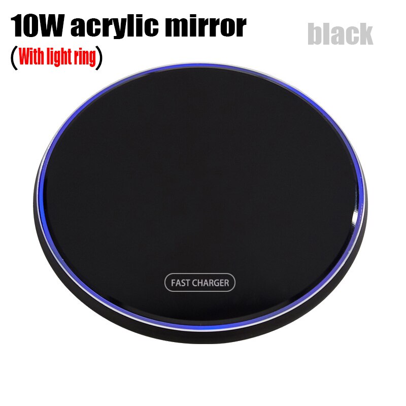 Qi wireless fast charger ultra-thin metal pad 15W wireless fast charger for iPhone13por Huawei Android Samsung S9 Note8 adapter: 07 Mirror black