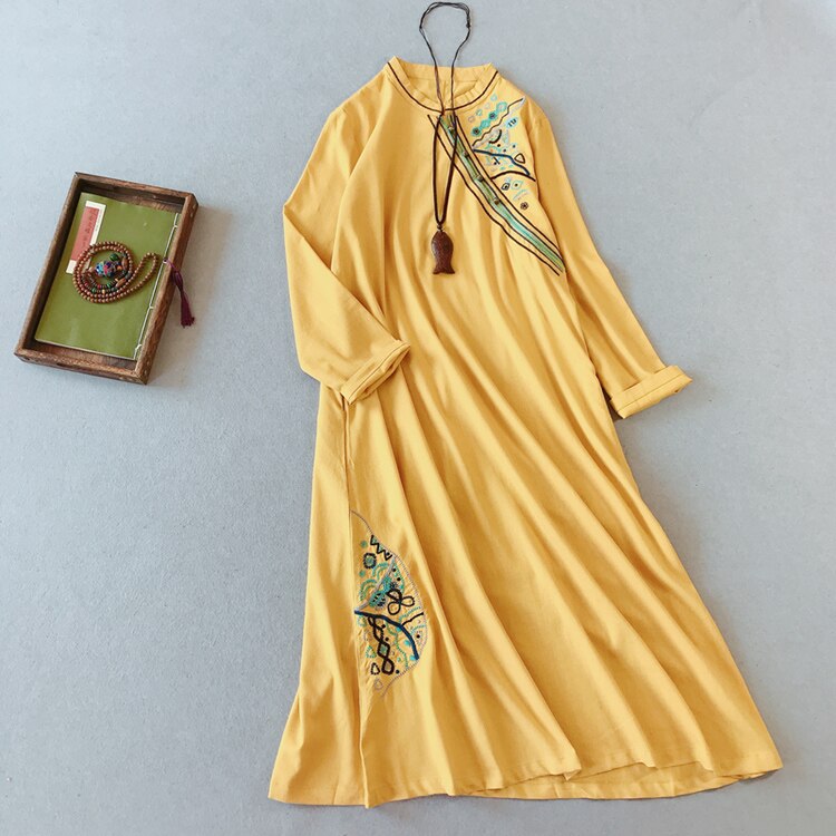 Kvinna Qipao Klänning Fisksvans Polyester med Pälskrage main image 1