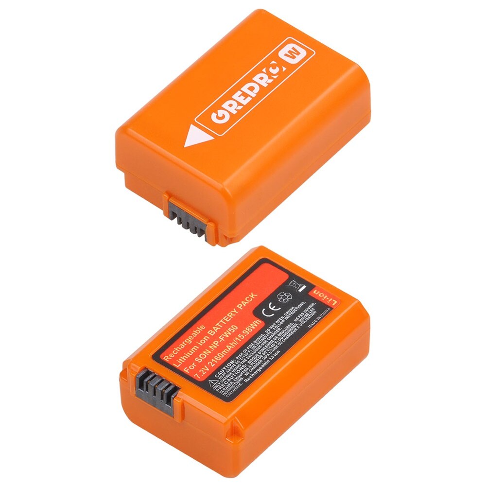 Oranssi np -fw50 np fw50 akku  (2160 mah) sony alpha  a6500 a6300 a6000 a5000 a3000 nex -3 a7 a7ii a7 rii  a7 sii  a7s a7 s 2 a7r a7r: 2x akkua