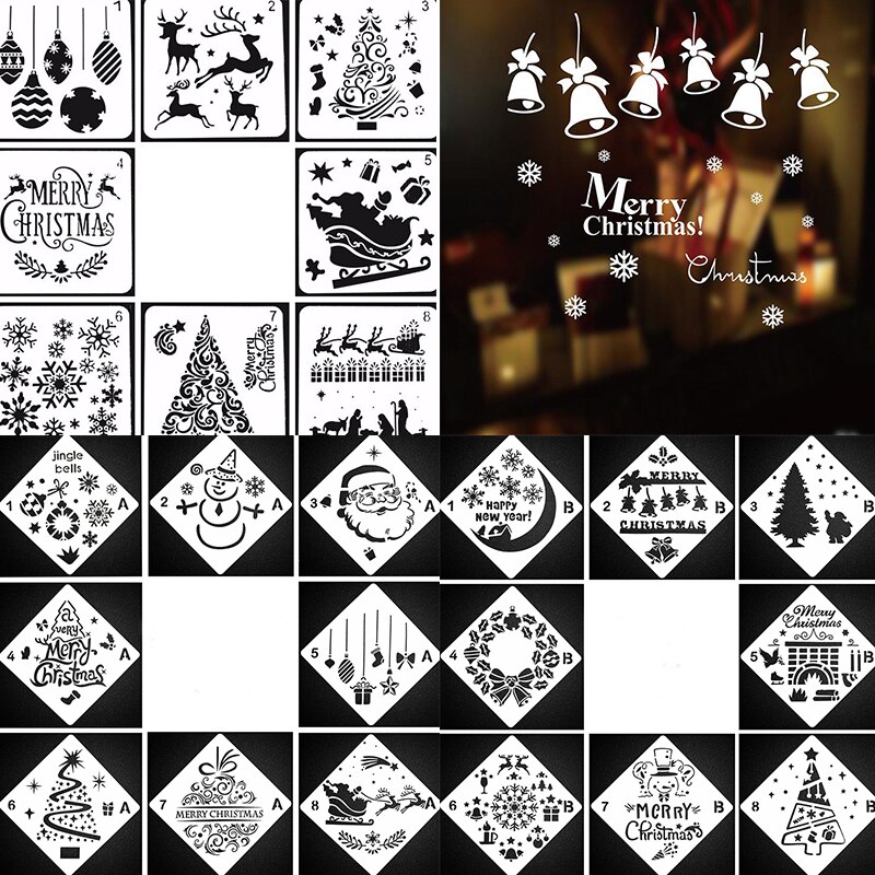 Plantillas de capas para álbum de recortes, plantilla decorativa para colorear, Feliz Navidad, copo de nieve, bricolaje, 8 unids/set por Set
