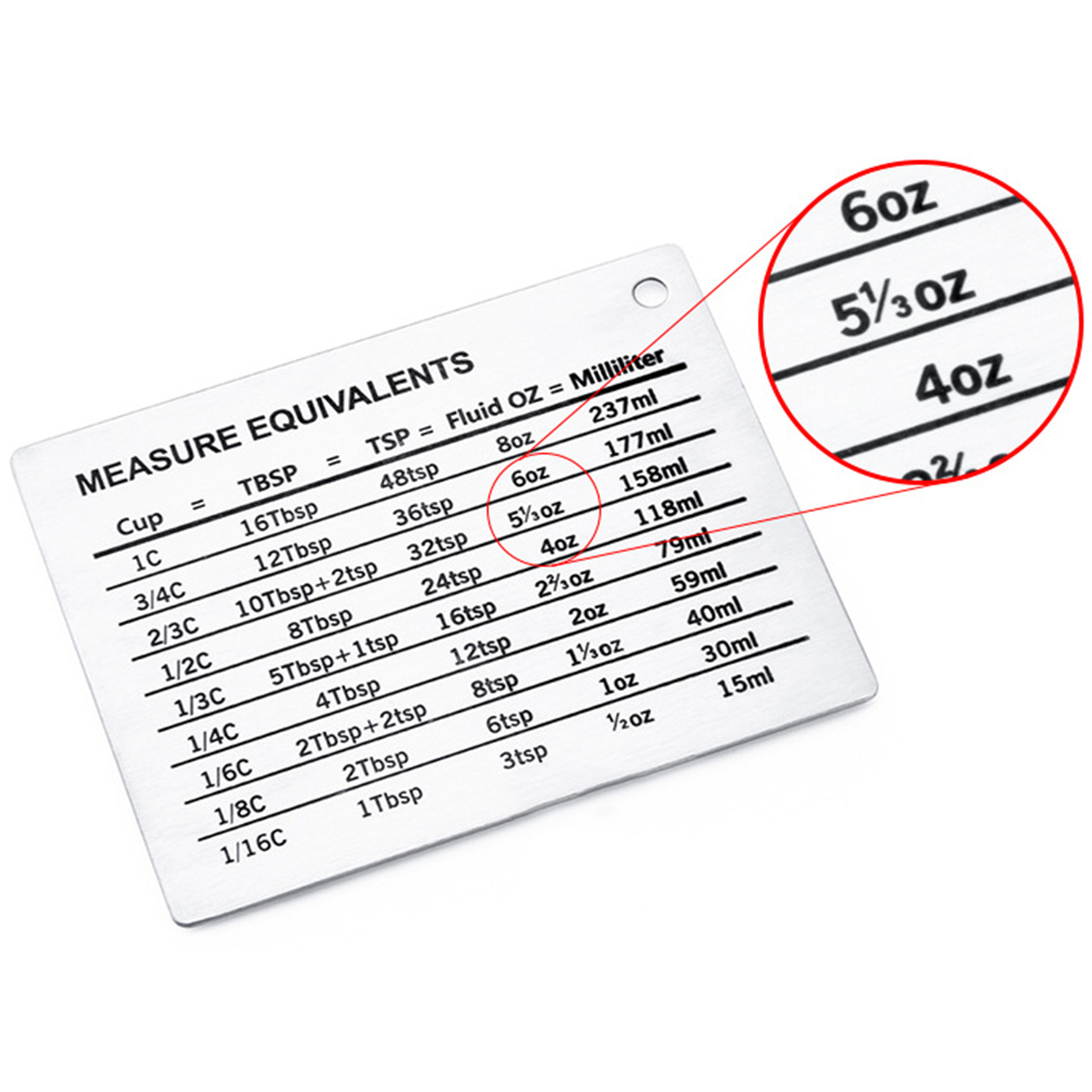 Magnetic Mount Conversion Chart Home Baking Durable Tool Pastry Spoon Accessories Kitchen Scale Plate Cooking Measuring Cups