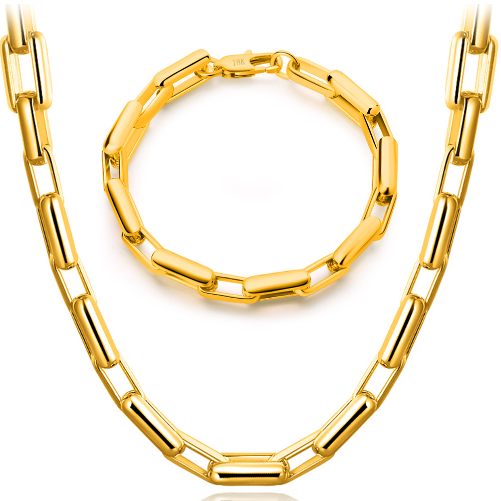 18 K 9 MM Paladin mannen gouden ketting ketting set mode-sieraden sieraden