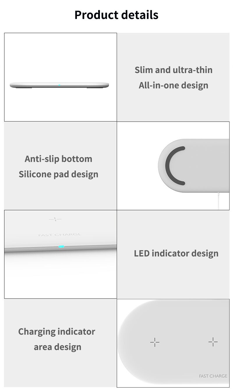 3 In 1 Draadloze Oplader Voor Iphone 12 11 Pro Max X Samsung S10 Draadloze Opladen Laders Pad Voor Iwatch 5 4 3 2 Voor Airpods Pro