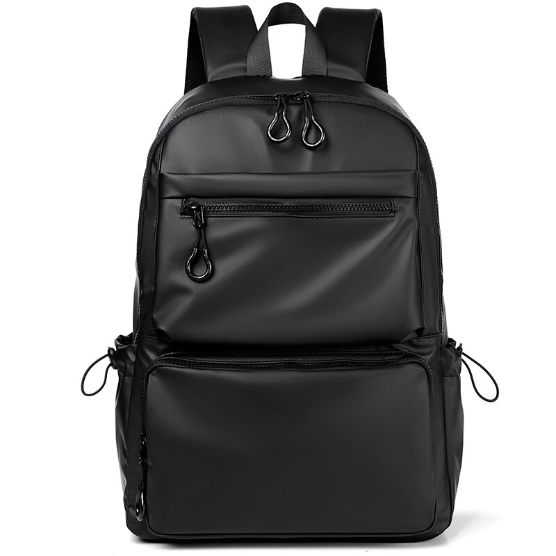 A 14 Inch Men's Backpack Large Capacity Travel Leisure Solid Color Pu Computer Backpack Men And Women Students Schoolbag
