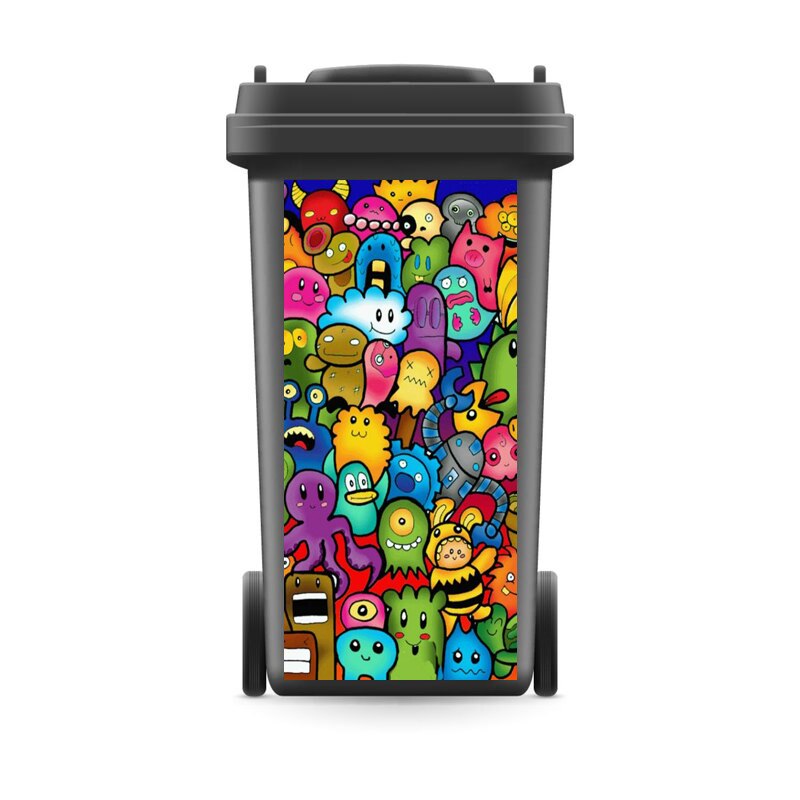 Modern Renew Rubbish Bin Sticker Vinyl Removable Waterproof Sticker Decals Ktichen Accessories Home Decoration: 7 / 37x82cm(For240liter)