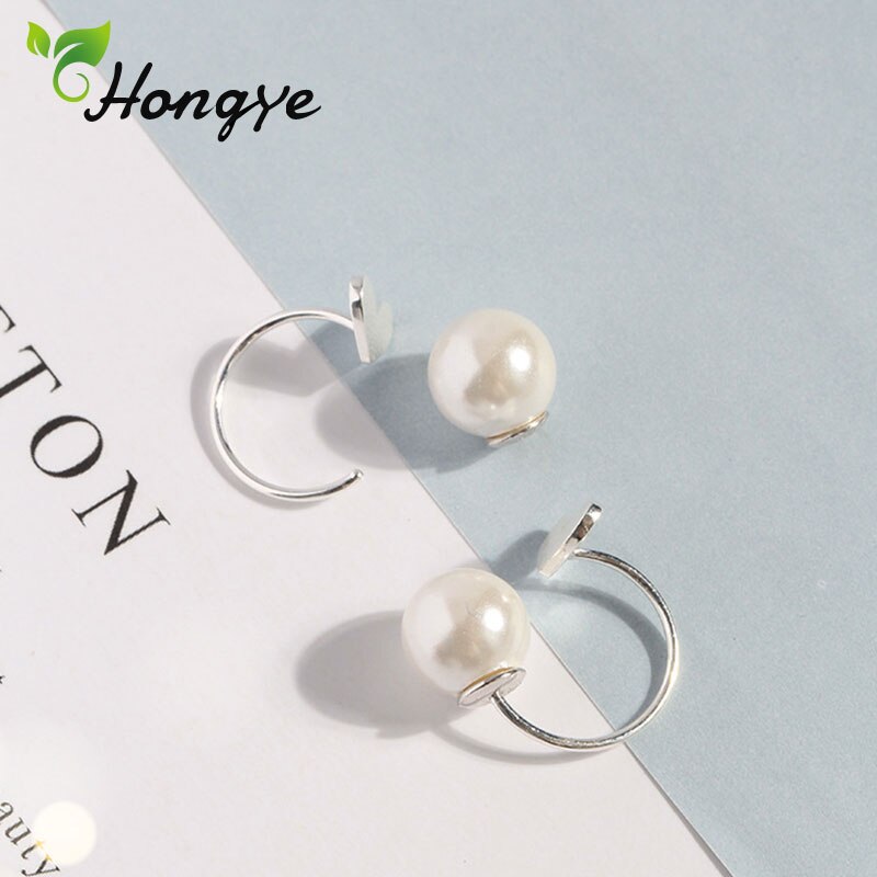 Hongye Vrouwelijke Echte 925 Zilveren Studs Oorbellen Zoete Hart Vrouwen Natuurlijke Parels Oren Sieraden Voor Bruiloft/Party/Anniversary brincos