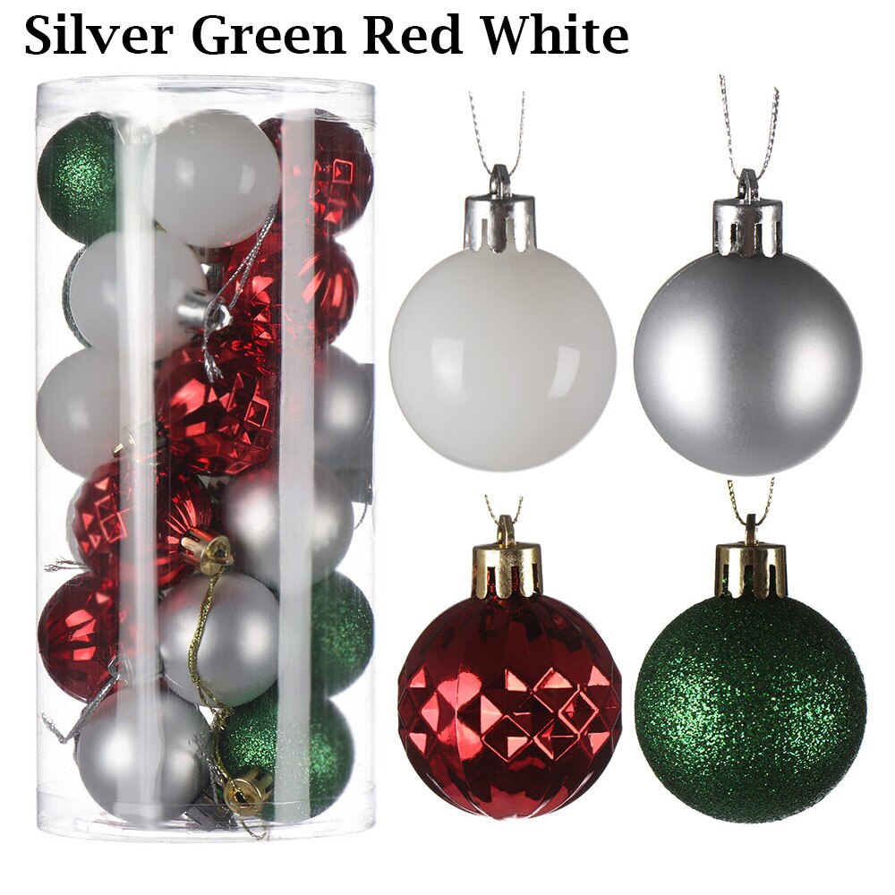 24Pcs 4cm Gold Pink Champagne Red Metallic Christmas Balls Year Christmas Tree Hanging Balls Xmas Home Decor: mixed 1