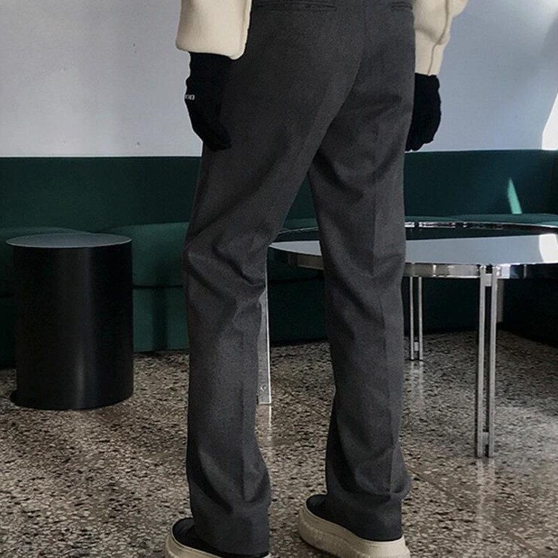 Kostymbyxor herr slimmade enfärgade business casual dress byxor herr streetwear wild koreanska raka byxor herr m -2xl