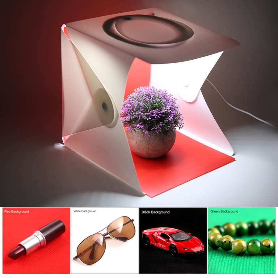 Mini Ring Licht Klapp Leuchtkasten Foto Kasten LED Fotografie Studio Kamera Schießen Zelt Foto Kasten