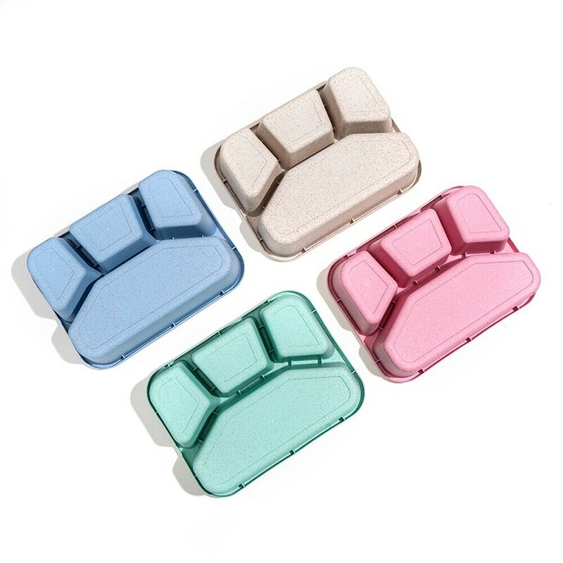 4 Compartment Lunch Box Kids Adults Food Container Wheat Fiber Bento Storage Box Lunch Container Home Kitchen Tableware Supplies