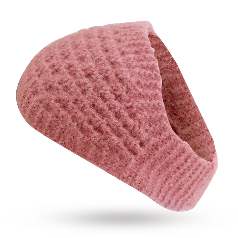 Vinter varmt stickat pannband vindtätt ullstickning varmt hårband kall höst täcka öron termisk huvudbonad håraccessoarer: Rosa