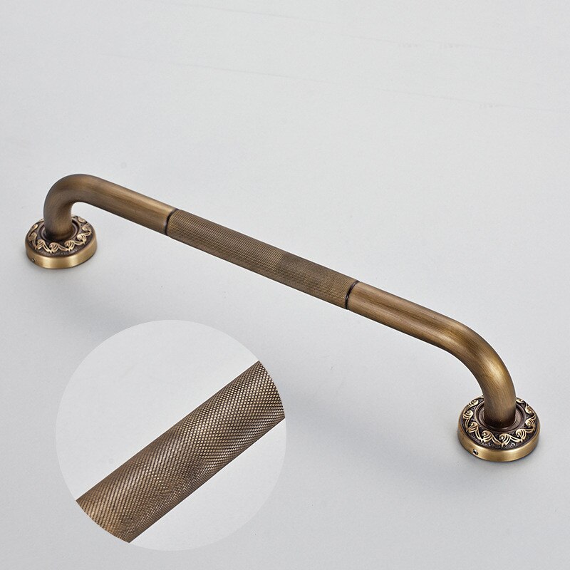Anti-slip Bathtub Handrail Bathroom Tub Safety Grab Bar Black Antique Brass Carved Pattern Base Safety Handles Wall Mounted
