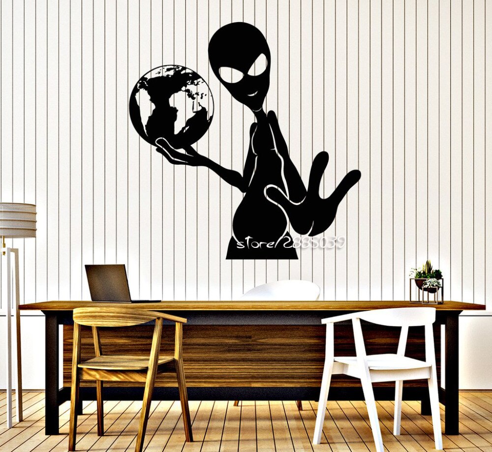 Alien Aarde Vinyl Muurstickers Decor Tiener Kamer Humanoïde Muurstickers Creatief Interieur Wallpaper Muurschilderingen SA882